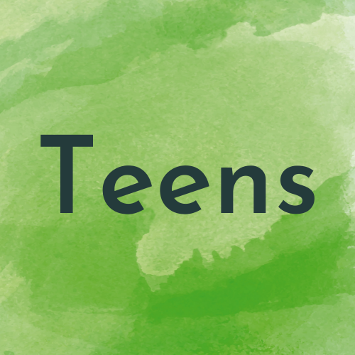 Green background with the word teens written