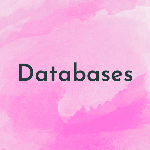Pink background with the word databases written